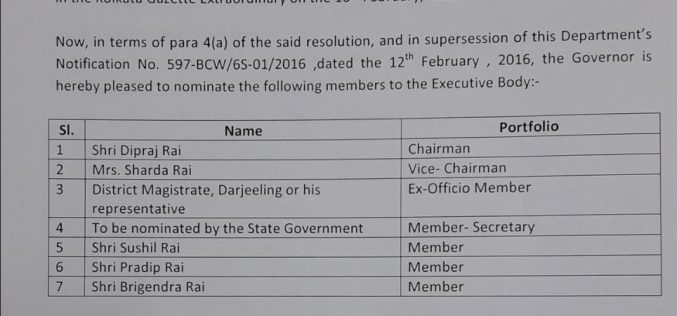 Reshuffle in West Bengal Khambu Rai Board